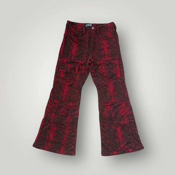 LOVANT Red Snake Print Flared Cargo Pants - Heavyweight, Y2K Style  Sz 32 L29 - Picture 1 of 9